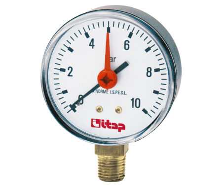 Pressure gauge, bottom connection, 0-10 bar