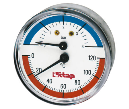 Thermometer and pressure gauge, back connection
